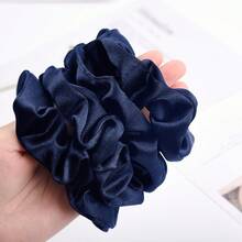 Silk Scrunchies For Women Satin Scrunchies Silk Hair Ties Elastic Thick Hair Scrunchie 10 Pack (Navy) - 藏蓝色 - 查看 7