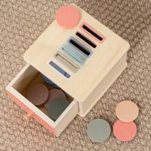 Montessori Coin Sorter Box, Baby Color Recognition Shape Matching Building Blocks Educational Toys
