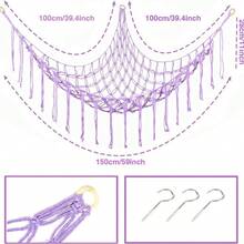 1个娃娃收纳网袋，手工编织绳收纳网袋，娃娃玩具，壁挂式吊床 - 紫色 - 查看 6