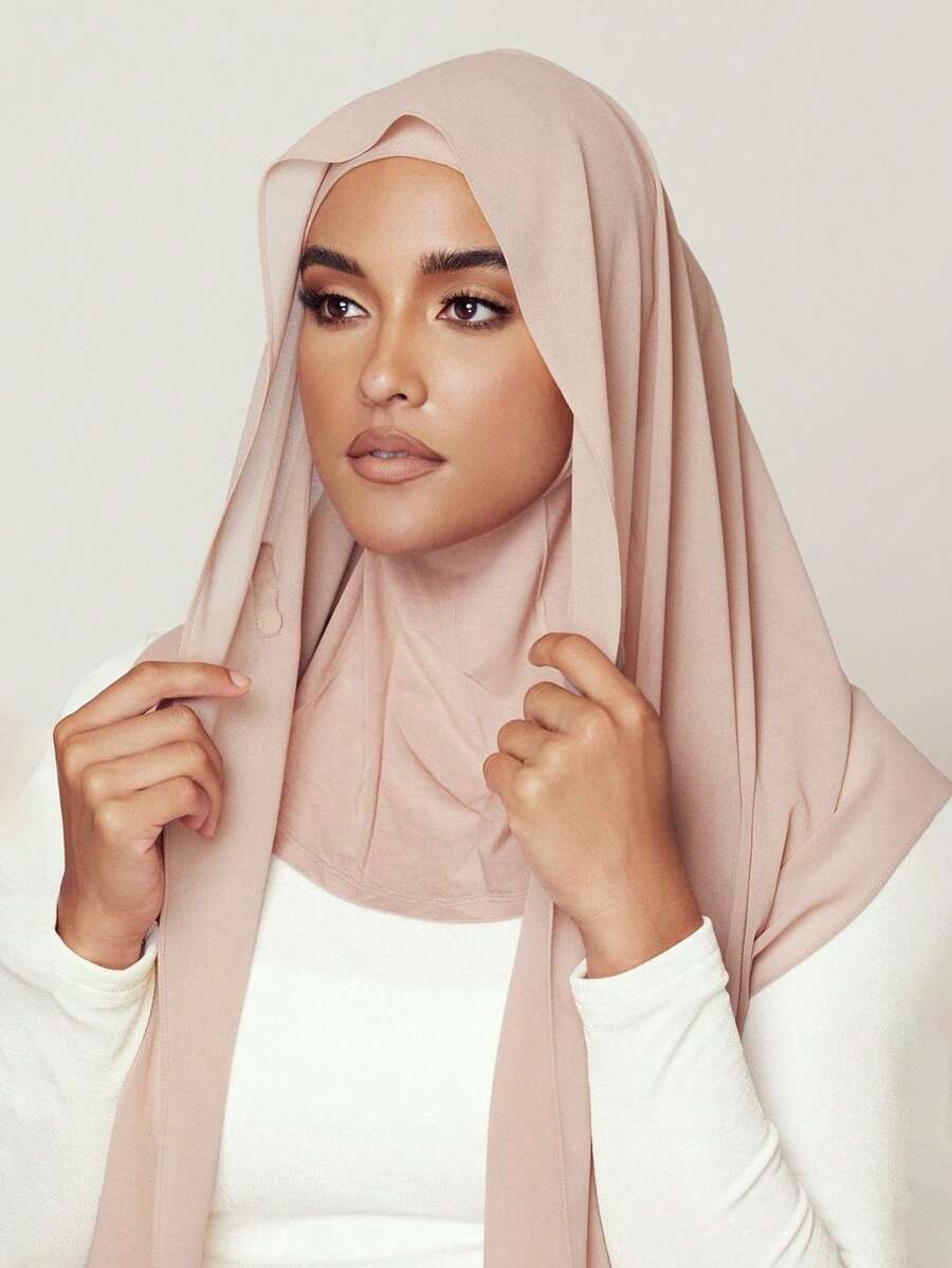 1 chiếc khăn trùm đầu Hijab cài áo có móc nam châm, khăn choàng voan 3 trong 1, mũ ống và khăn trùm đầu, vải voan mềm mại, thoáng khí, thích hợp mặc hàng ngày, lễ hội, cầu nguyện và hành hương