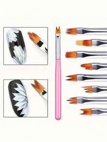 8pcs Nail Art Petal Brush Pen Kit 3D Builder Nail Gel Brush Professional Acrylic Pen Drawing-Gradient Painting Professional Manicure DIY Tool Accessories - Multicolor - View 8