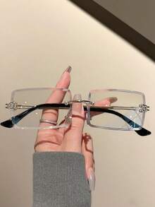 1 副男女款休闲方形无框时尚眼镜，适合日常装饰、海滩、节日派对拍照道具，适合夏季海滩度假、户外、旅行 - 無色 - 查看 8