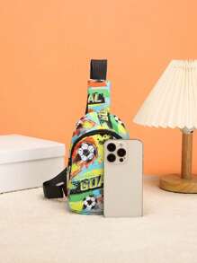 3PCS Back To School Backpack Travel Bag, Fashionable And Casual Cute Cartoon Football Print Travel Bag, Including Chest Bag, Luggage Bag, Clothing Storage Bag, Large Capacity Combination Bag. Suitable For Daily School, Very Suitable For Campus, Class, Photo, And Birthday Gifts For Friends. Suitable For Daily Business Trips, Outdoor Travel, Going Out, Outdoor Leisure Sports And Other Daily Use. Zipper And Print Positions Are Random.