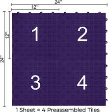 Big Floors GarageTrac Diamond, Interlocking Non-Slip Garage Flooring Tile, Durable, Modular, Heavy-Duty Copolymer, Easy Install (48 Pack), Graphite - Purple - View 2