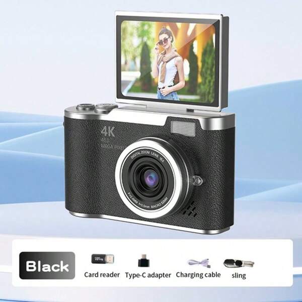 Auto Focus 48MP 4K Face Detection 2.4-Inch Flip Over Display Screen 16X Zoom Rechargeable Battery Pocket Cinema Digital Compact Video Cameras