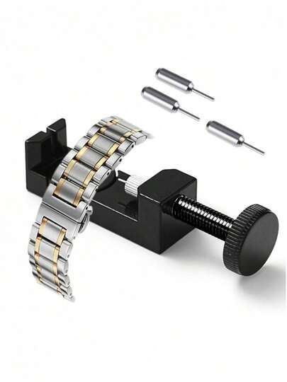 1 Piece Black Metal Adjustable Height Steel Band Watch Strap Remover Watch Repair Tool