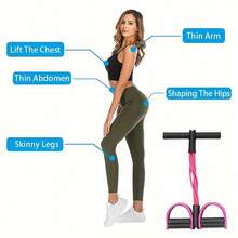 6Six-Tube Elastic Yoga Pedal Pull Rope For Stretching, Slimming & Muscle Training, Fitness Equipment For Belly, Waist, Arms & Legs - Purple - View 4