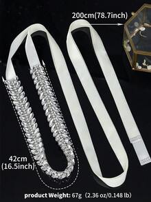 1件镶钻奢华婚纱腰带，手工女士时尚腰带，情人节配饰 - 銀色 - 查看 6