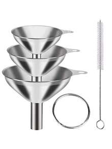 3+1 套装不锈钢葡萄酒过滤器、漏斗、长柄勺适用于家庭厨房吧台 - 包括硅胶小漏斗、醒酒瓶漏斗、香水醒酒漏斗 - 彩色 - 查看 11