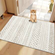 Geometric Boho Area Rug - 2x3 Entryway Rug Washable Indoor Door Mat, Soft Low-Pile Floor Carpet For Indoor Front Kitchen Bedroom Office (Brown,2' X 3') - Chocolate Brown - View 1