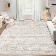 Alfombra de área de 3x5 pies con diseño geométrico: Alfombra marroquí bohemia lavable, alfombra suave de granja, alfombra moderna neutra resistente a las manchas para sala de estar, dormitorio, comedor, guardería (Marfil Mocha, 3 'x 5') - Multicolor - Ver 8