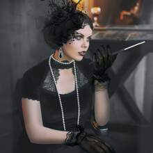 4 Paquetes de Accesorios de Estilo Flapper de los Años 20 para Mujeres que Incluyen 1 Diadema con Plumas, 1 Collar, 1 Par de Guantes, 1 Aretes Vintage para Halloween