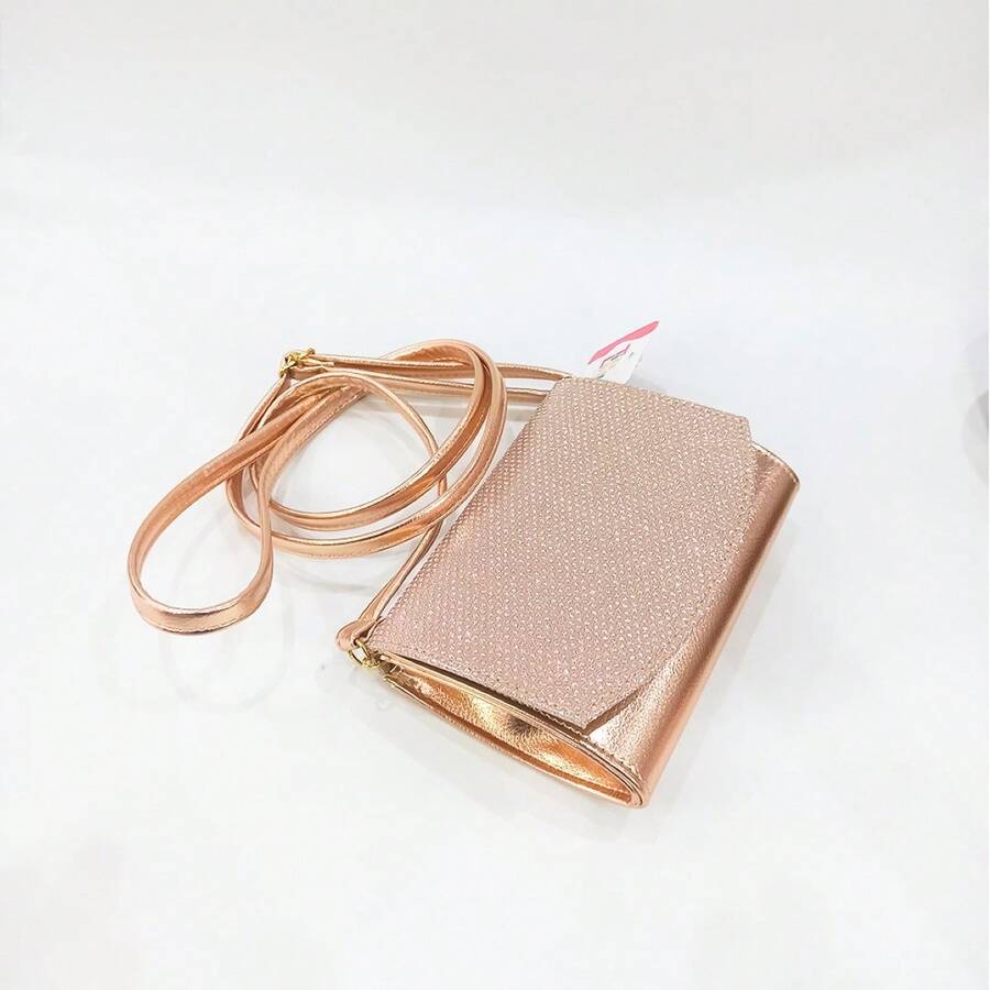 Clutche Juvenil Metalizada com Strass e Alça Removível – Tia Lolla infantil