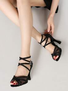 1 Pair Black/ Dance Shoes Mesh Latin Dance Shoes Soft Bottom Silk Satin Tango Jazz Modern Ballroom Dance Shoes 9cm Heel