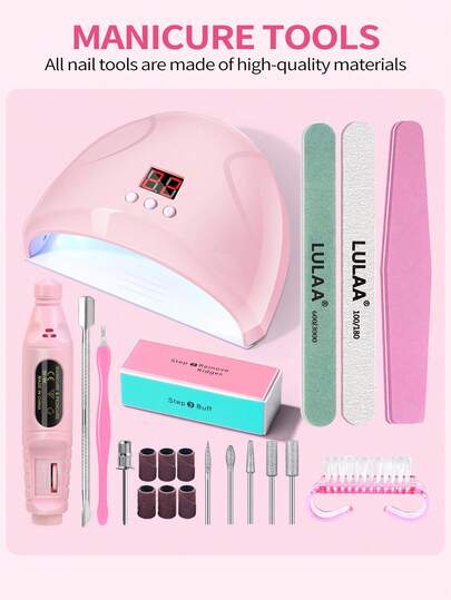 Nail Salon Set,Professional Nail Art Kit,UV/LED Nail Lamp-3 Timer Settings With LCD Display,Gel Curing Machine, Electric Nail Drill, Nail File Strips, Perfect For Home And Salon Manicure Tools Set