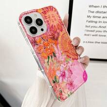 The Soft Frame With Pink Sun And Flower Patterns Is Set With A Diamond Phone Case, Which Is Fashionable And Shiny. It Is A Portable Protective Case For Going Out, Suitable For Apple Models Such As Phone14/15/16Pro Max. It Can Be Given As A Gift To Oneself, Friends And Family - 無色 - 查看 3