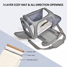 1pc Portable Cat Carrier Bag, Foldable Pet Tote With Breathable Mesh, Suitable For Small Dogs And Cats Cat Carrier Cat Bag - Grey - View 4
