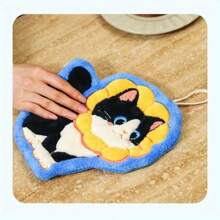 Toalla de mano de felpa de coral con diseño de gato lindo - de secado rápido, súper absorbente y suave, fácil de colgar en la cocina y el baño, toalla de mano absorbente y linda con dibujos animados de felpa de coral para la cocina y el baño, conveniente para secar en cualquier momento