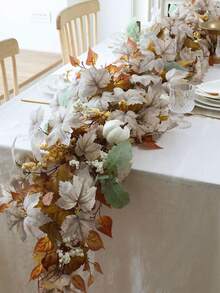 1pc Artificial Maples Leaf Pumpkin Garland Fall Decor Hanging Autumn Maple Vines Garland For Wedding Home Porch Mantle Fireplace Farmhouse Outdoor Indoor Decor For Thanksgiving Harvest Decor - Multicolor - View 2