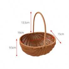 1 件藤编花篮，乡村风格野餐篮，用于插花、水果、糖果的礼品篮
