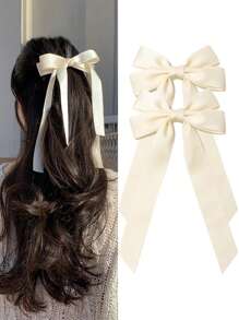 2Pcs Silky Satin Hair Bows And Ribbons Alligator Clips For Ponytail Holders, Hair Accessories For Girls, Toddlers, And Teens