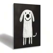 1张黑白狗狗帆布海报，无框，适合装饰客厅和卧室墙壁。送给她/他的完美节日礼物，墙面艺术装饰，适合房间装饰。无框 - 黑色 - 查看 5