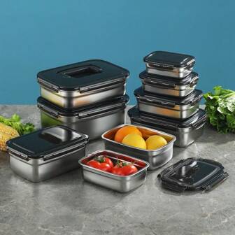 1pc Stainless Steel Bento Box With Lid, Student Lunch Box, Airtight Food Storage Container, Refrigerator Food Keeper, Leakproof And Airtight,School Supplies