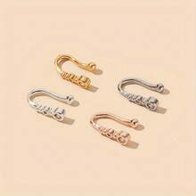 1pc Elegant Copper Gourd Shape CZ Nose Ring Stud For Women Nightclub Party Gift Allergy Free Crystal Rhinestone Inlaid Fashion Jewelry