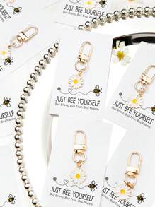 1/5/10 pièces Set de porte-clés avec phrases inspirantes, abeille, marguerite, tournesol. Ensemble de porte-clés cadeaux, multi-usage, charm de sac, pendentif de voiture, décoration de coque de téléphone, support d'écouteurs