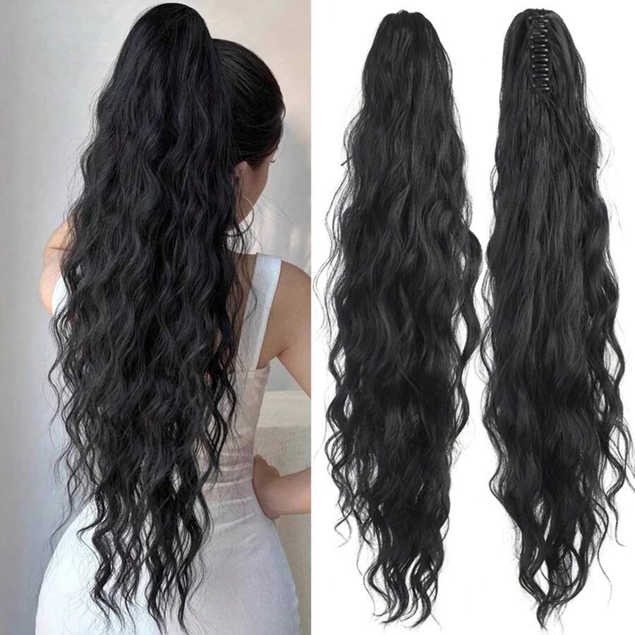 DIFEI-extensión de cabello sintético con cola de caballo para mujer, accesorios para el cabello con cola de caballo, peluca larga y rizada, color negro natural 6KZY - 233 - Ver 1