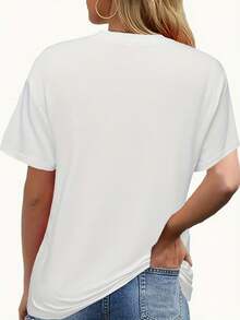 Camiseta de mujer blanca 180g de algodón con estampado de pato "Whatever life throws at you, dunk and you" - T-shirt redonda de manga corta, estilo casual y divertido, ideal para el verano, con diseño único y textos motivadores, cómoda y moderna. - Blanco - Ver 2