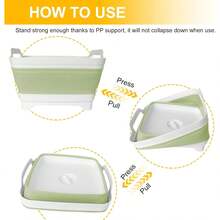 Collapsible Wash Basin With Drain Plug – 2.4 Gallon Portable Sink Tub For Baby Bottles, Dishwashing, RV & Camping | Space Saving Foldable Design | -Free /PP Material (Grey) - màu xanh lá - Xem 3