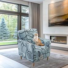 Local Delivery - Banquet Armchair Slipcover Printed Chair Covers With Arms Stretch Club Chair Slipcover Soft Armchair Sofa Covers Anti-Slip Furniture Protector For Dogs Pets Home Living Room Decor, 14 - 21 - 查看 5