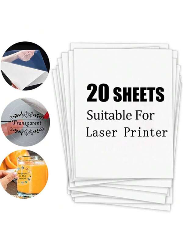 50 Blatt A4 Größe selbstklebende PET transparente Etiketten, 21x29,7cm, dick 6mil, wasserfest, kratzfest, DIY dekorative Geschenkaufkleber, bedruckbar mit Tintenstrahldrucker und Laserdrucker, Schulmaterial, Schulanfang