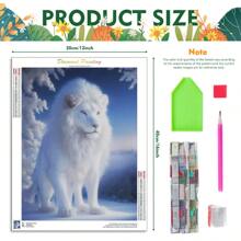 5D DIY Diamond Painting Kit 30x40cm Full Drill Canvas, White Lion Design, Perfect For Home Picture Of Rhinestones Wall Decor And Holiday Gift