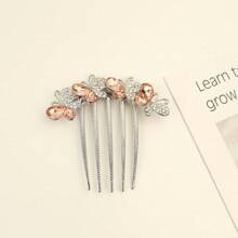 1pc Metal Rhinestone Inset Hair Comb, 5-Tooth Hair Clip For Bun, Ponytail Hair Accessory, Hair Accessories, Hair Accessories, Wedding, Combs, Side Comb