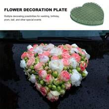 1pc Heart-Shaped Floral Foam Block With Suction Cup Tray, 27 X 31.5cm Green Floral Sponge, Suitable For Wedding And Party Decoration