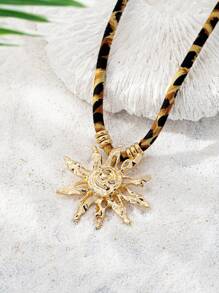 1 pièce Collier de plage d'été Pendentif Soleil Rayonnant Collier à Cordon Vie Marine Crabe Homard Poisson Colliers Style Vacances Bohème Bijoux pour Femmes