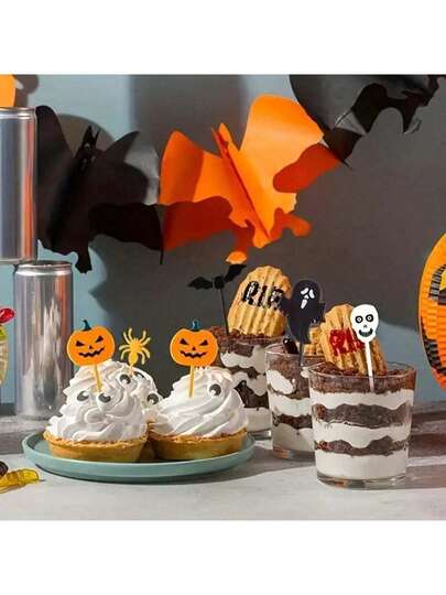 10pcs Halloween/Christmas Cartoon Fruit Forks, Cute Mini Food Picks, Random Color & Design, Creative Plastic Cake Fruit Skewers,School Supplies