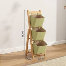 天然木质圣诞储物架套装，配有布艺手提箱 - 可堆叠玩具和礼品收纳架，适合客厅、卧室、宿舍的农舍家居装饰（易于组装）
