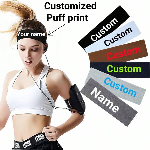 2 peças de faixa elástica para ioga, esportes e fitness, faixas de cabelo antiderrapantes para mulheres, cor de doce, logotipo personalizado