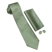 Ensemble cravate en soie pour hommes Barry Wang, cravate unie dorée, pochette de costume, boutons de manchette, ensemble pour mariage
