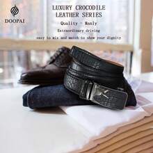 1PC DOOPAI Men's Crocodile Pattern Automatic Buckle Belt, S Casual Men's Belt 1 1/8" - The Perfect Belt For Daily Wear, Perfect Gift For Him Fall, Autumn, Halloween Autumn-Winter Accessories,Suitable For Teens, Youth,Men,Casual, Outdoor, Athletic, Vacation, Graduation Gifts, Birthday, Daily Wear - A - View 5
