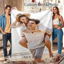 SEPTEVAGUS 1 Stück personalisierte Flanelldecke mit Foto und Text, individuelle Decke, DIY Foto Flanelldecke als Geschenk für Familie, Geburtstag, Hochzeit, Freund, Sie, Freundin, Mutter/Vater, Neujahr, Haustier, Paar