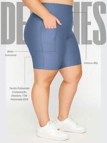 Bermuda Polyamide 3D Plus Size Women's Leggings With Functional Pocket Fitness Fashion For Gym Workout