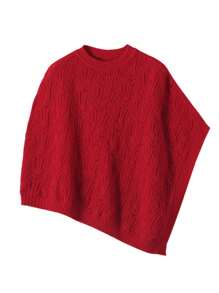 1 pièce Poncho en laine de mérinos 100% pour femmes, châle ample tricoté avec col roulé, cape asymétrique surdimensionnée