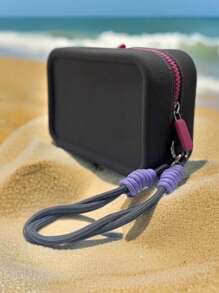 1 pieza Bolsa de cosméticos impermeable de gran capacidad de silicona con asa de transporte, bolso de playa para mujeres, organizador versátil de viaje para maquillaje, joyas y accesorios