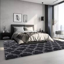 Fluffy Rugs Large SHAGGY RUG Living Room Bedroom Anti-Slip Soft Floor Mat Carpet - Geometric Moroccan - View 2