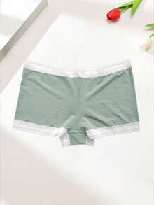 6条装女式休闲裤简约舒适平角裤极简运动中腰纯色提花柔软女式四角裤平角裤