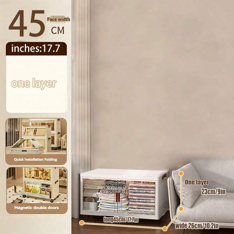 1/3layers Storage Bins With Lids, 4pcs Stackable Storage Bins With Wheels Collapsible Storage Bins, Foldable Storage Containers With Door For Home And Office Closet Organizers Storage Bins Plastic Box Home Decor, Party Storage, Christmas Storage, New Year Storage - White - View 2